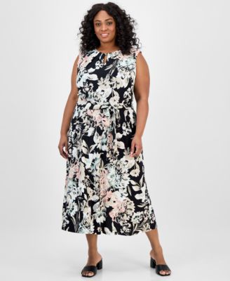 Kasper - Plus Size Floral-Print Midi Dress