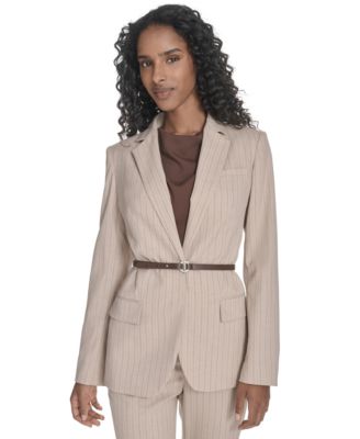Calvin Klein - Women's Belted Pinstripe Jacket