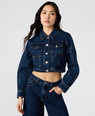 Steve Madden - Women's Brixton Button-Front Cotton Denim Jacket