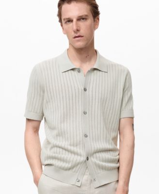 MANGO - Men's Openwork Detail Cotton Shirt
