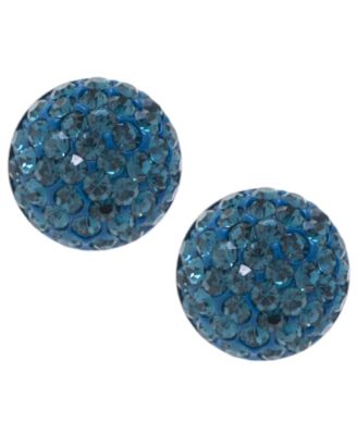 Macy's - Blue Crystal Pav&eacute; Dome Cluster Stud Earrings in Sterling Silver