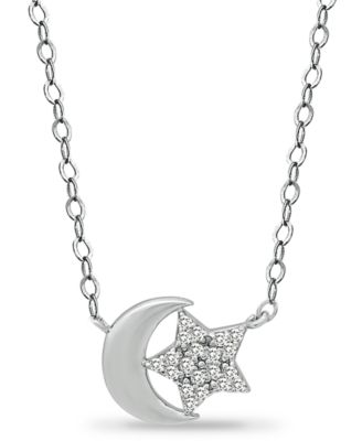 Giani Bernini - Cubic Zirconia Moon & Star Pendant Necklace in Sterling Silver, 16" + 2" extender