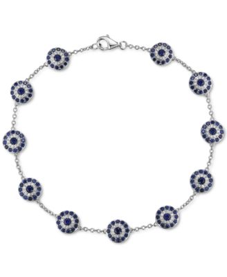 Macy's - Lab-Grown Sapphire (2-3/8 ct. t.w.) & Lab-Grown White Sapphire (1/3 ct. t.w.) Cluster Bracelet in Sterling Silver