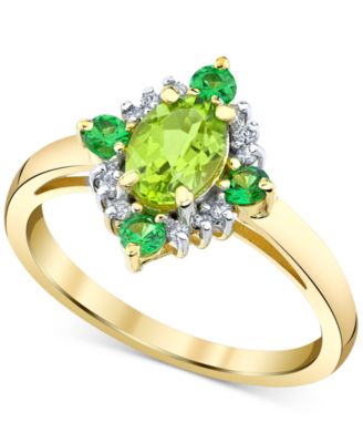 Macy's - Multi-Gemstone (1-1/3 ct. tw ) & Diamond (1/10 ct. t.w. ) Ring in 10k Gold