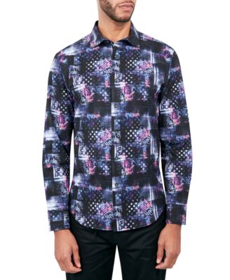 Society of Threads - Men's Regular-Fit Non-Iron Performance Stretch Patchwork-Print Button-Down Shirt