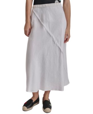 DKNY - Women's Pull-On Fringe-Trim Linen Skirt