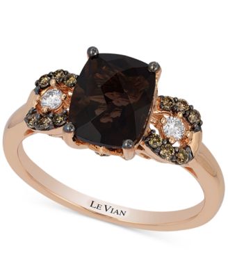 Le Vian - Chocolate Quartz (1-9/10 ct. t.w.) and Diamond (1/5 ct. t.w.) Ring in 14k Rose Gold