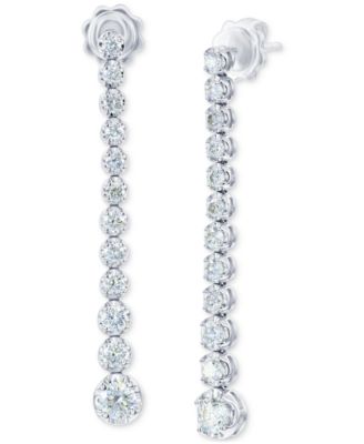 Macy's - Diamond Graduated Linear Drop Earrings (1-1/2 ct. t.w.) in 14k White Gold