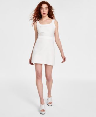 GUESS - Women's Elsie Denim-Trim Tweed Sleeveless Dress