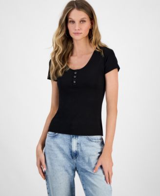 GUESS - Women's Karin Ribbed Scoop-Neck Top