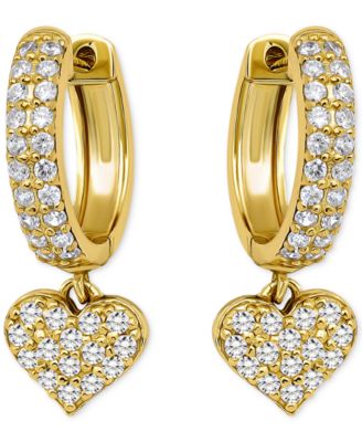 Giani Bernini - Cubic Zirconia Heart Charm Hoop Earrings (1-1/20 ct. t.w.)
