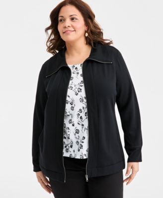 Style & Co - Plus Size Collared Zip-Front Tunic