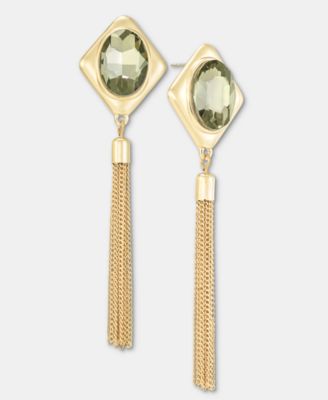 I.N.C. International Concepts - Crystal & Chain Tassel Linear Drop Earrings
