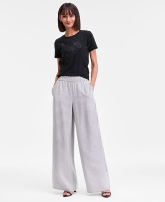 I.N.C. International Concepts - Women's Striped Pull-On Wide-Leg Pants