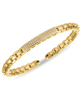 Macy's - Diamond Bar Box Chain Cuff Bangle Bracelet (1/3 ct. t.w.) in 14k Gold Over Sterling Silver
