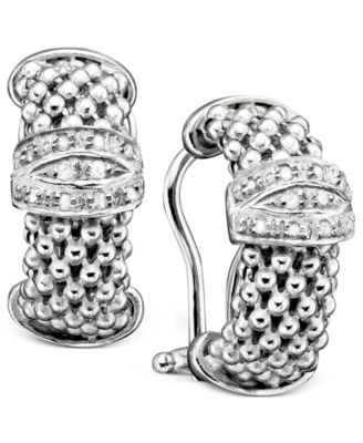 Macy's - Sterling Silver Earrings, Diamond Mesh (1/5 ct. t.w.)